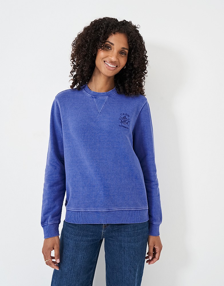 Pigment Dyed Cotton Crew Neck Sweatshirt in Deep Blue