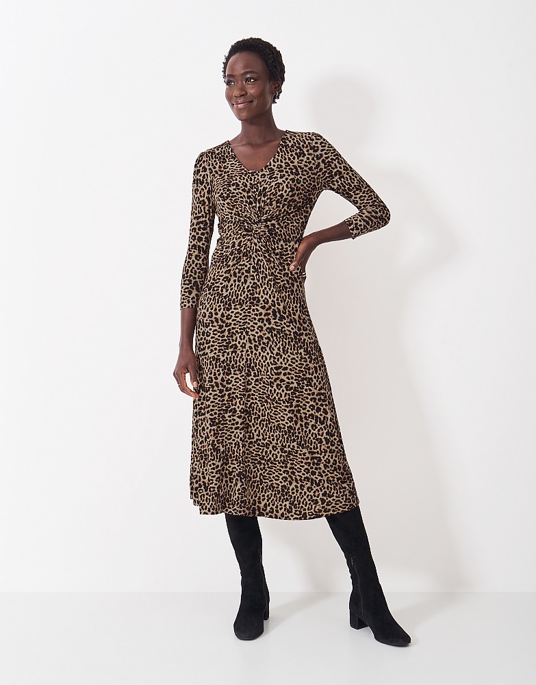 Leopard print twist front dress best sale