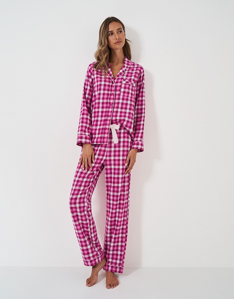 Flannel PJ Top and Bottom Set in Pink Check