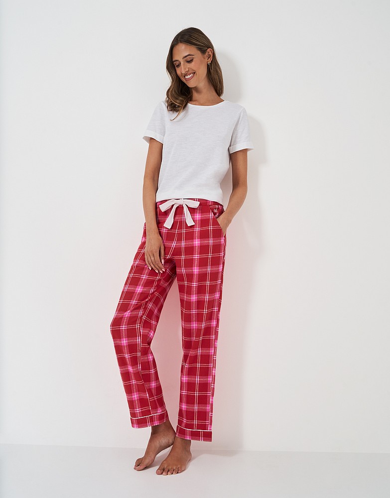 Brushed Flannel Checked Lounge Trousers in Red