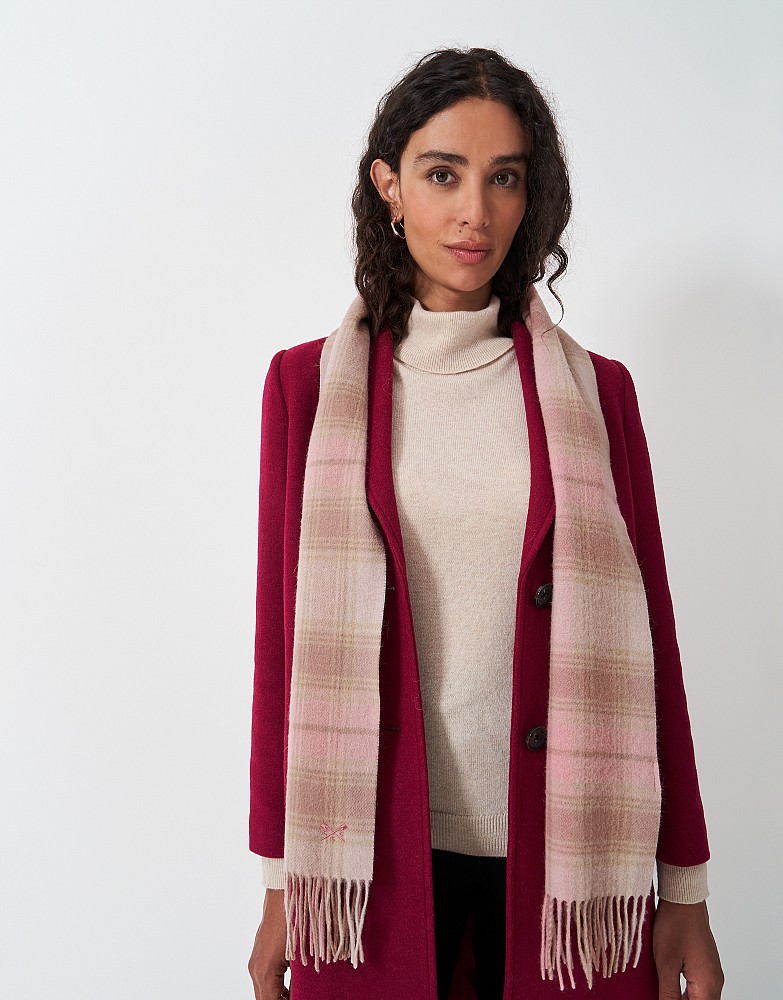 Wool Check Scarf in Pinks