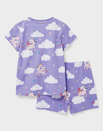 Girls Short Sleeve Unicorn Animals Pajamas 2-Pack