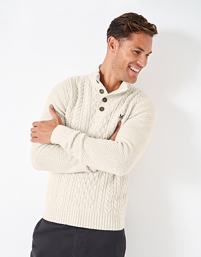 Men s Mouline Lambswool Half Button Jumper from Crew Clothing Company