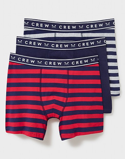 Buy Blue & Navy Stripe Marl Jersey Boxers 3 Pack M, Underwear
