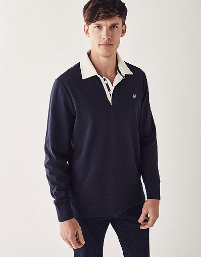 Men's Crew Long Sleeve Rugby Shirt in Navy from Crew Clothing