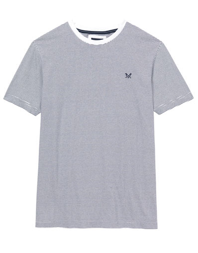 Men's Fine Stripe Tee in White/Navy from Crew Clothing