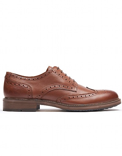 Men's Classic Leather Brogue Shoe in Tan from Crew Clothing Company