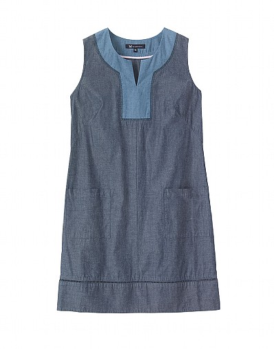 Women's Chambray Shift Dress in Cotton Chambray from Crew Clothing