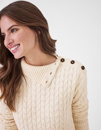 Button Shoulder Knit Jumper