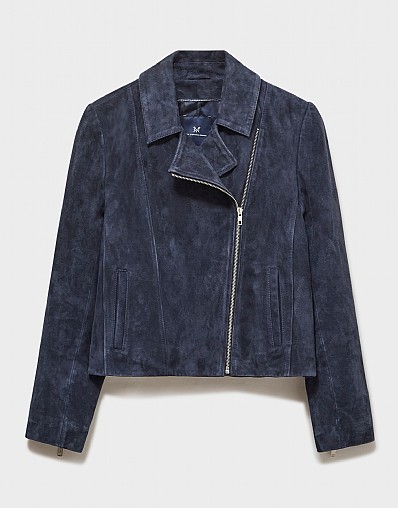 Suede biker jacket on sale blue