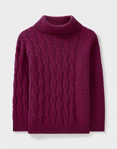 Women's Patchwork Cable Knit Jumper from Crew Clothing Company