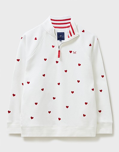 Women's Half Zip Heart Print Sweatshirtfrom Crew Clothing Company