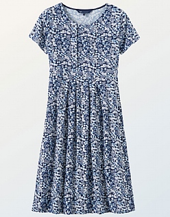 Women's Jersey Pleat Front Dress in Navy/Wild Garden Print from Crew ...