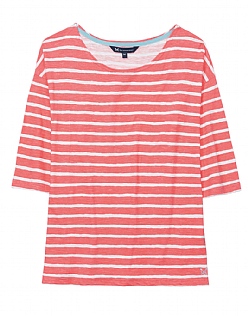 Women's Essential Breton Top in White Linen/Navy Stripe from Crew Clothing